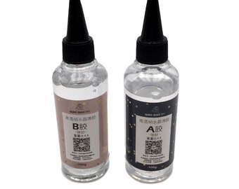 Transparent Resin Hard Glue Crystal Glue AB Drop Glue Resin Glue for  Coating Bar Tops and Casting(100g 1:1)