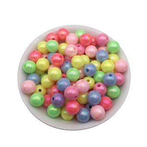 12mm Multi Color AB Bubblegum Beads 50pcs, Acrylic Beads, Chunky Beads for Jewelry