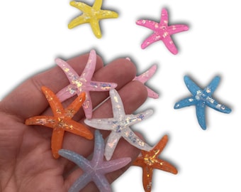 3pcs Sparkly Mermaid Glitter Starfish Flatback Cabochons Embellishment Craft