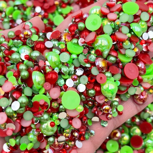 Mean One Pearl Mix Flatback Pearls and Rhinestone Mix Sizes Etsy