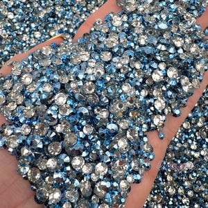 Light Sapphire Blue Metallic Resin Rhinestones Mixed Sizes 1500pcs