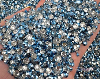 Light Sapphire Blue Metallic Resin Rhinestones Mixed Sizes 1500pcs