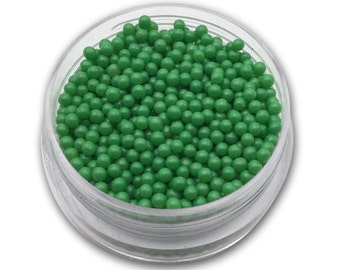 Green Nonpareil Sprinkles, 2mm Caviar Beads, Fake Sprinkles, Jimmies, Sprinkles for Slime and Crafts - 3393