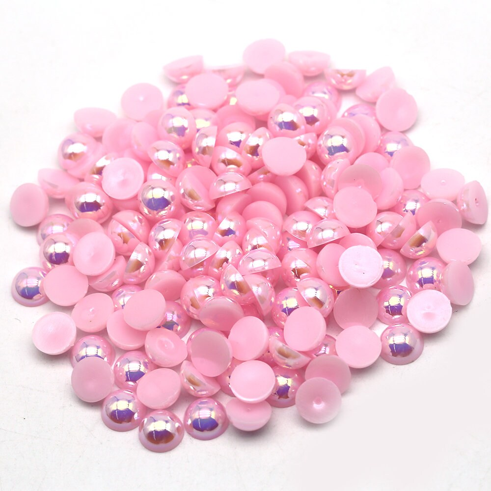 AB Flat Back Pearls, Half Pearls, Choose Size and Color, 3mm, 4mm, 5mm,  6mm, 8mm or 10mm, Not-hotfix 