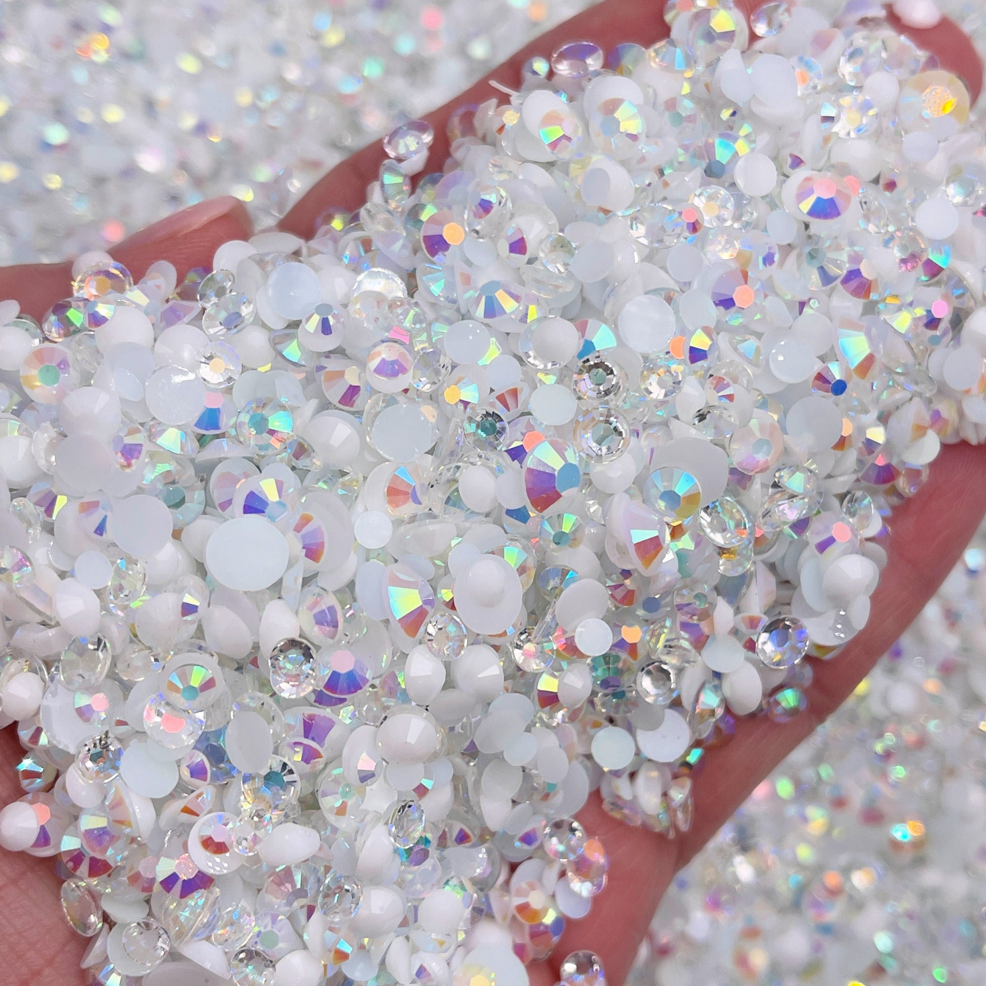 Random Rhinestone White Dreamy White Resin Rhinestone Mix - Etsy