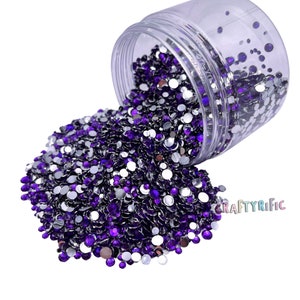 Tanzanite Mixed Size Resin Rhinestone 4oz Jar, Mixed Sized 2-5mm, Non-Hotfix, Flatback Resin Rhinestone, Bulk Rhinestone Jars