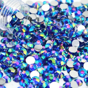 Sapphire AB Flatback Resin Rhinestones, 1,000pcs Bag, Choose Size and Color 3mm, 4mm or 5mm, Faceted Resin Rhinestones, Not-Hotfix