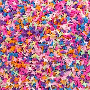 4 Point Star Polymer Clay Sprinkle Mix, Fake Sprinkles, Clay Slices for Nail Art and Slime