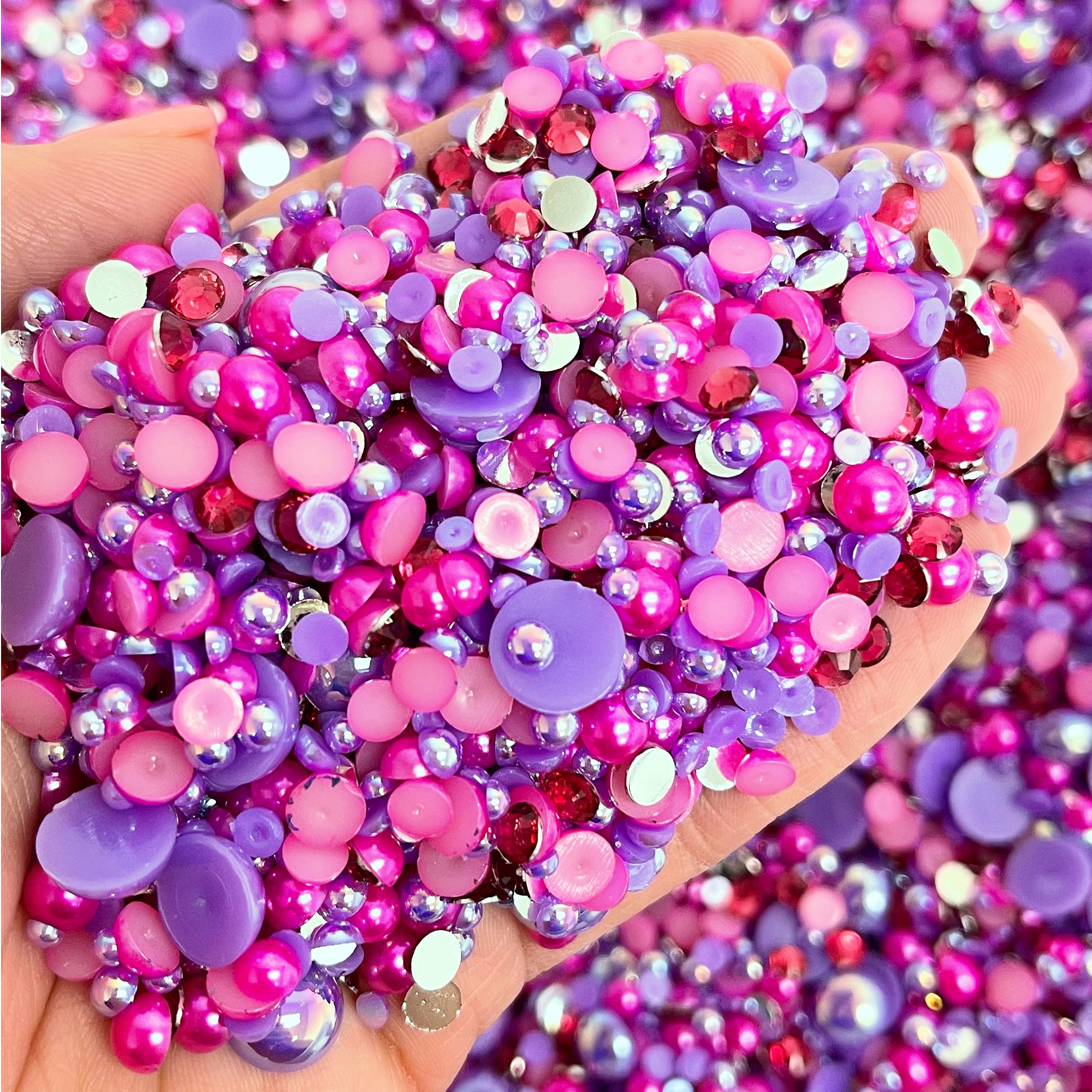 Light Purple AB Transparent Jelly Flatback Resin Rhinestones Pack of 1000,  Choose Size 4mm or 5mm, Faceted Resin Rhinestones, Not-Hotfix