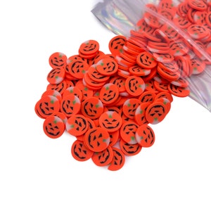 Jack o Lantern Polymer Clays, Halloween Polymer Clay Slices, Fake Sprinkles, Clay Slices for Nail Art and Slime