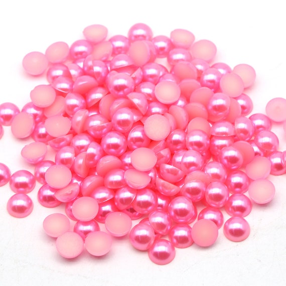 Hot Pink Flat Back Pearls, Choose Size, 3mm, 4mm, 5mm, 6mm, 8mm or