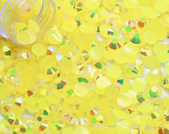 Citrine Yellow Jelly Flatback Resin Rhinestones Pack of 1000, Choose Size 2mm, 3mm, 4mm or 5mm, Faceted Resin Rhinestones, Not-Hotfix