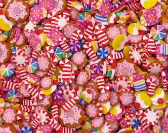 Candy and Sweets Polymer Clay Sprinkle Mix, Fake Sprinkles, Clay Slices for Nail Art and Slime