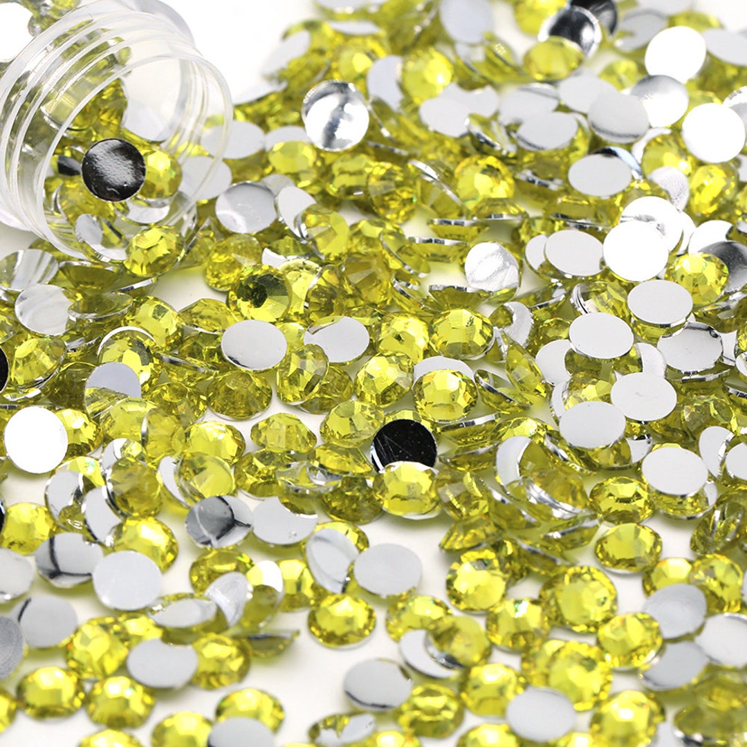 Yellow Grey Rhinestone Yellow Flatback Resin Rhinestones 1000pcs, Choose Size and Color 3mm ...