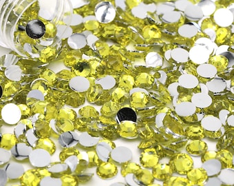 Yellow Flatback Resin Rhinestones 1000pcs, Choose Size and Color 3mm, 4mm or 5mm, Faceted Resin Rhinestones, Not-Hotfix