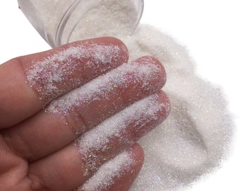 White Iridescent Ultra Fine Glitter, Polyester Glitter, Solvent Resistant, Premium Quality Glitter, 1 oz Resealable Bag