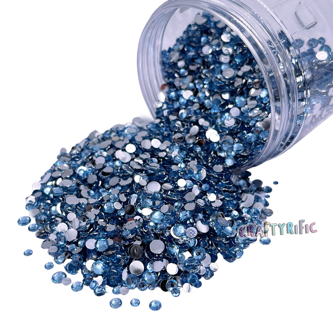 Mix Size Rhinestone Light Sapphire Mixed Size Resin Rhinestone 4oz Jar, Mixed Sized 2-5mm ...