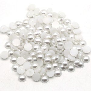 The Crafts Outlet Plastic Pearl, Half Dome, 10mm, 144-pc, Pearl White