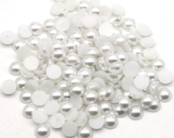 White Flat Back Pearls, Choose Size, 3mm, 4mm, 5mm, 6mm, 8mm or 10mm, Not-Hotfix