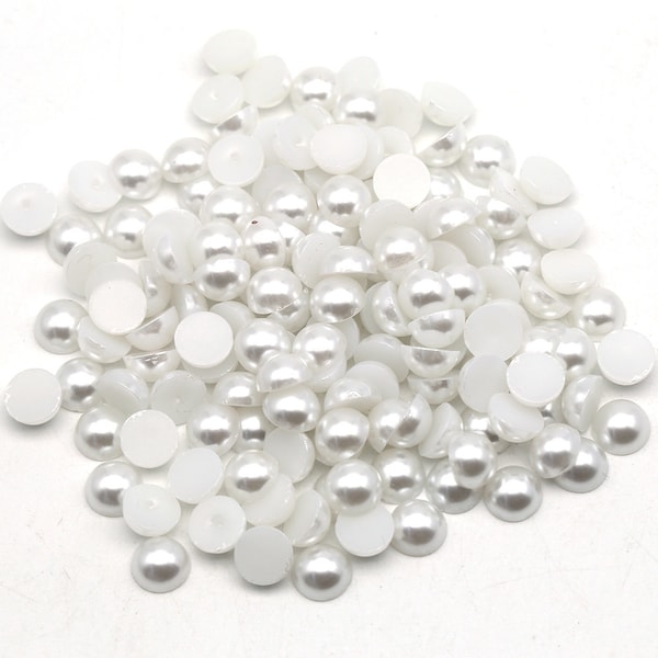 White Flat Back Pearls, Choose Size, 3mm, 4mm, 5mm, 6mm, 8mm or 10mm, Not-Hotfix