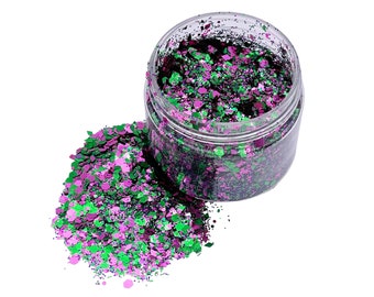 DRAGON HEART Chunky Glitter, Loose Glitter, Polyester Glitter, Solvent Resistant, Premium Quality Glitter for Tumblers, 1 oz Bottle