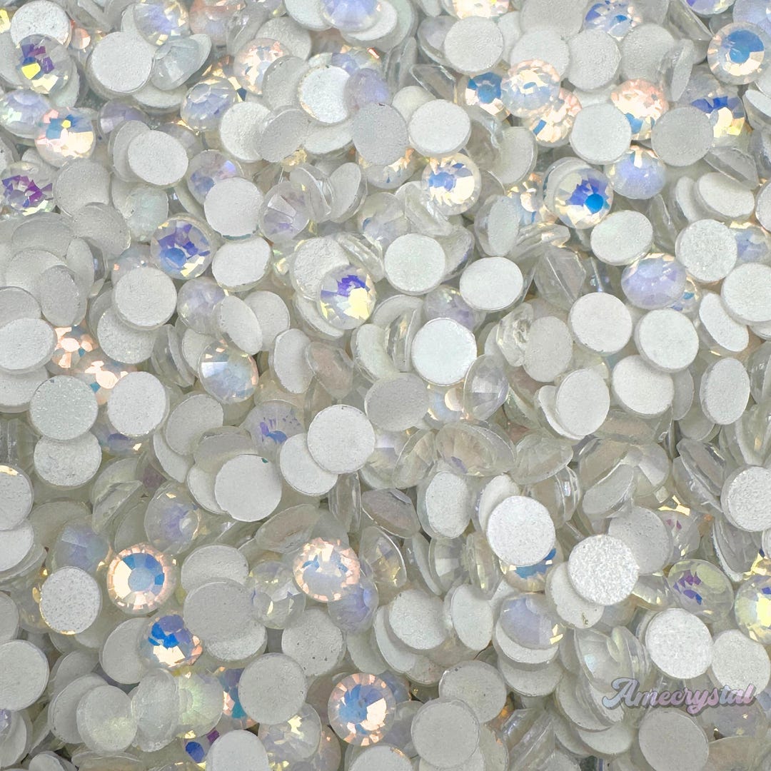 Random Rhinestone White Opal White AB Glass Rhinestone, Not-hotfix, Flatback Rhinestones, High ...