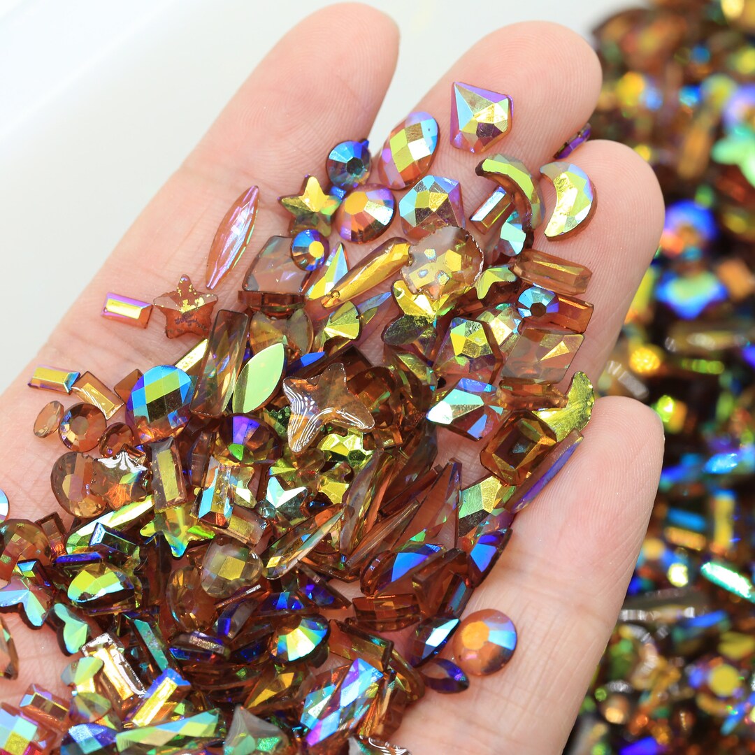 Transparent Smoked Topaz AB Resin Mixed Shape Flatback Rhinestones ...