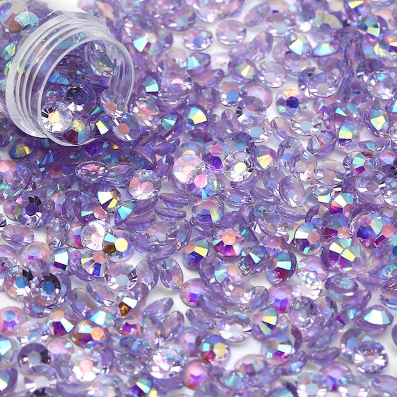 Light Purple AB Transparent Jelly Flatback Resin Rhinestones Pack of 1000,  Choose Size 4mm or 5mm, Faceted Resin Rhinestones, Not-Hotfix