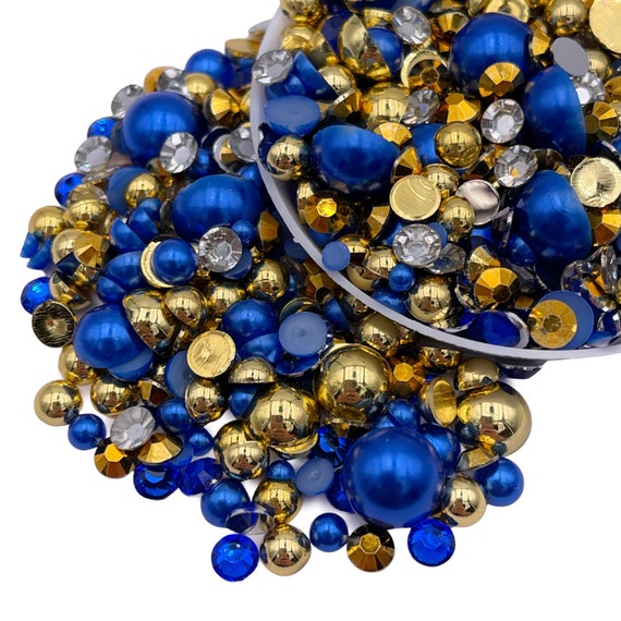 Royal Blue Flat Back Faux MIXED Size Half Pearls 60 Grams 3mm, 4mm, 5mm,  6mm, 8mm, 10mm Half Round Embellishments, Diy, Crafts 