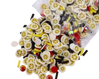 Banana Split Shaker Sprinkle Mix, Fake Sprinkles, Deco Jimmies, Clay Slices for Nail Art, Resin Crafts and Slime