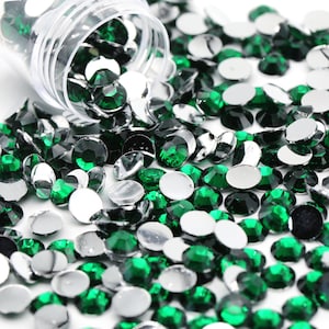 Dark Green Flatback Resin Rhinestones 1000pcs, Choose Size and Color 3MM, 4mm or 5mm, Faceted Resin Rhinestones, Not-Hotfix