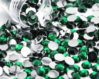 Dark Green Flatback Resin Rhinestones 1000pcs, Choose Size and Color 3MM, 4mm or 5mm, Faceted Resin Rhinestones, Not-Hotfix