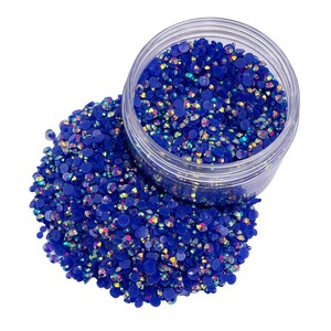 Sapphire AB Mixed Size Jelly Resin Rhinestone 4oz Jar, Mixed Sized 2-5mm, Non-Hotfix, Flatback Resin Rhinestone, Bulk Rhinestone Jars