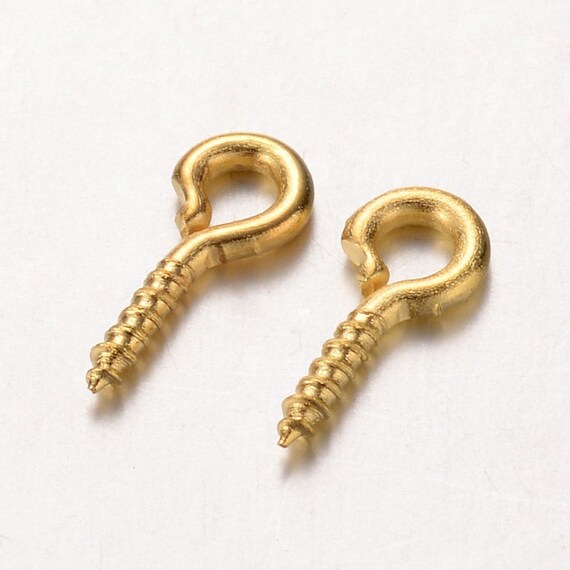 Silver/Gold plated screw eye pins bail pegs half drilled jewelry making DIY