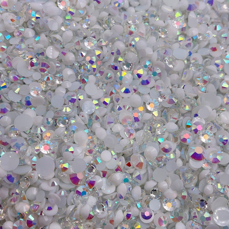 Random Rhinestone White Dreamy White Resin Rhinestone Mix - Etsy