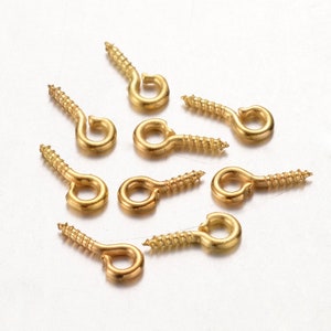 Gold Plated Screw Eye Pin Peg Bails For Half Drilled Beads, Platinum Color Screw Bail, 8x4x1mm
