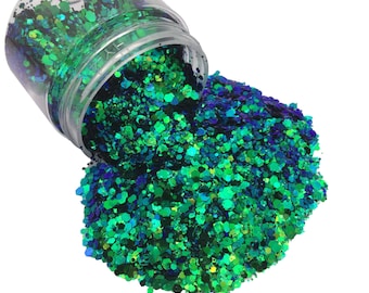 UNDER THE SEA Color Shift Chunky Glitter Mix, Loose Glitter, Polyester Glitter, Solvent Resistant, Premium Quality Glitter 1oz