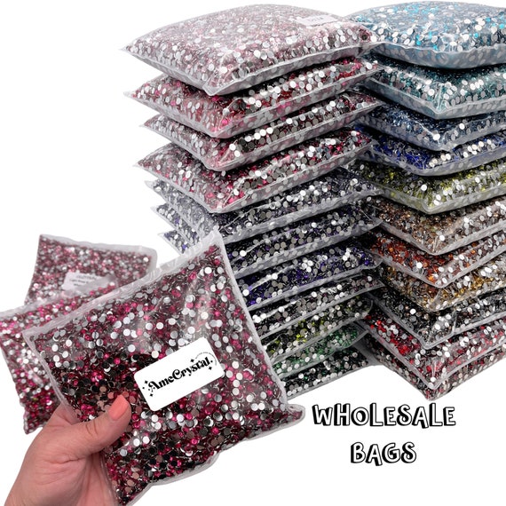 WHOLESALE Rhinestone Bags, Bulk Resin Rhinestones, Choose Size 4mm