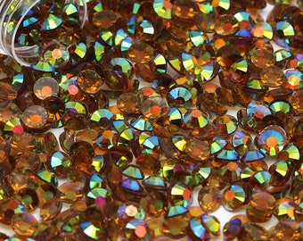 Smoked Topaz AB Transparent Jelly Flatback Resin Rhinestones Pack of 1000, Choose Size 4mm or 5mm, Faceted Resin Rhinestones, Not-Hotfix