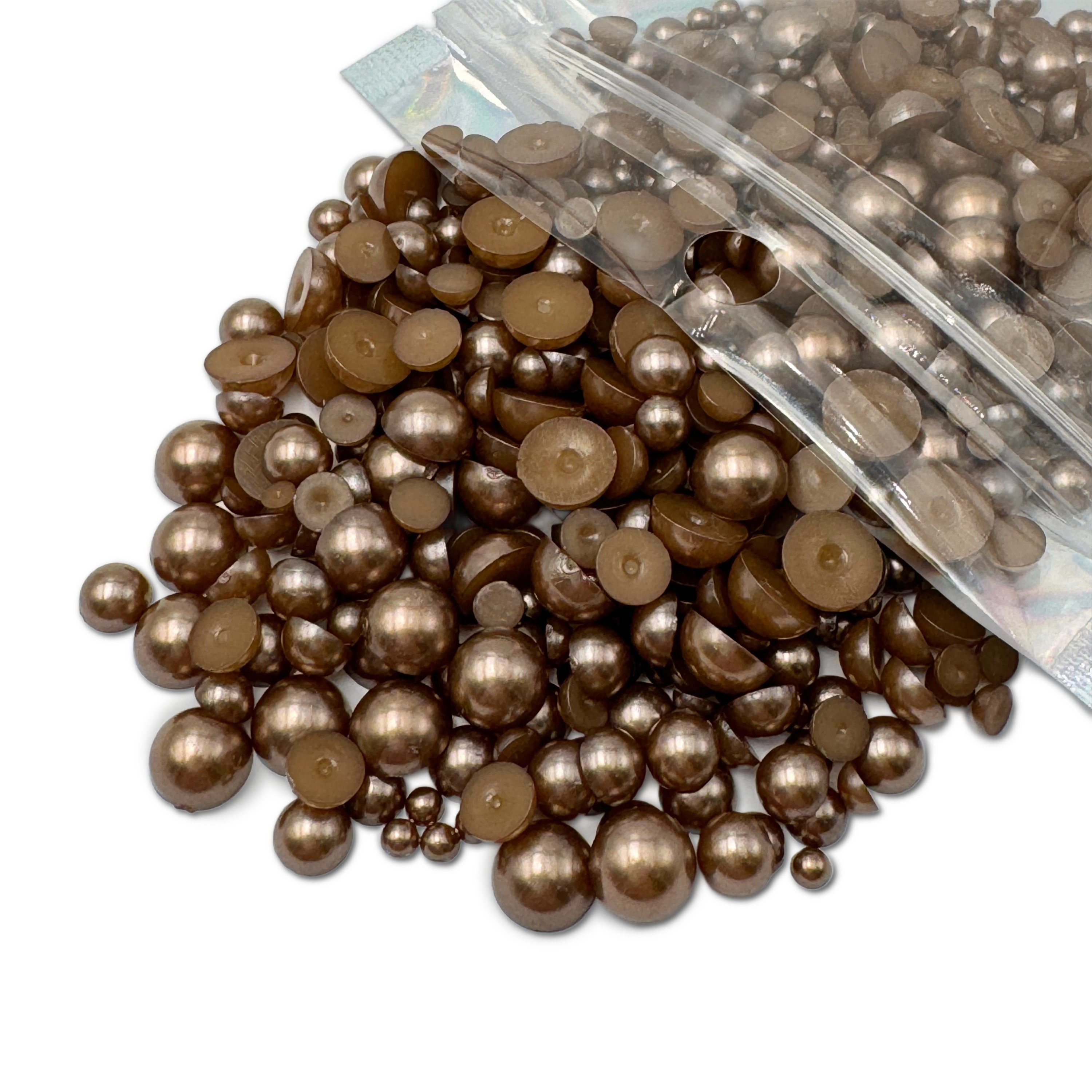 Dark Topaz Brown Mixed Sizes Flatback Pearl 1000 Pieces