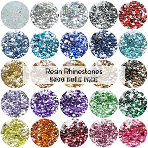 BULK Resin Rhinestones 5000pcs/3000pcs, Choose Size and Color, 3mm, 4mm or 5mm, Faceted Resin Rhinestones, Non-Hotfix