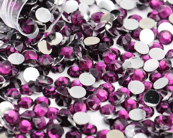 Amethyst Flatback Resin Rhinestones 1000pcs, Choose Size and Color 3mm, 4mm or 5mm, Faceted Resin Rhinestones, Not-Hotfix