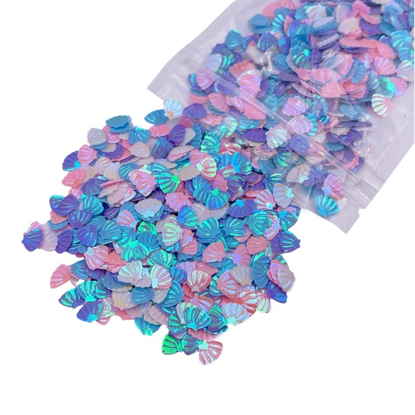 Multi Color Iridescent Seashell Shape Glitter, Seashell Sequin, Glitter for Resin Art and Slime