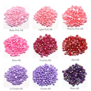 AB Flat Back Pearls, Half Pearls, Choose Size and Color, 3mm, 4mm, 5mm, 6mm, 8mm or 10mm, Not-Hotfix