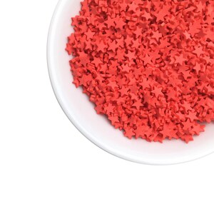 Red Stars Polymer Clay Slices, Fake Sprinkles, Clay Slices, Sprinkles for Slime and Crafts, 10g. baggies - 2760