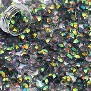 Black Diamond AB Transparent Jelly Flatback Resin Rhinestones Pack of 1000, Choose Size 4mm or 5mm, Faceted Resin Rhinestones, Not-Hotfix