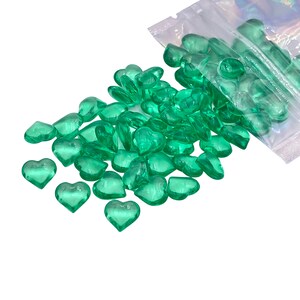 10mm Green Translucent Hearts, 3D Resin Hearts,  No Hole Heart Beads, Resin Hearts for Shakers and Slime