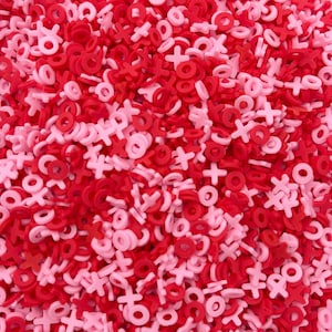Valentines Day XOXO Polymer Clay Sprinkles, Fake Sprinkles, Clay Slices for Nail Art and Slime
