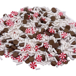 Hot Cocoa and Mints Polymer Clay Slices Mix, Christmas Polymer Clay Slices, Fake Sprinkles, Jimmies, Clays for Resin Crafts and Slime