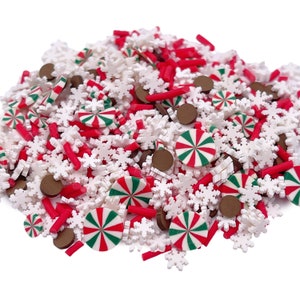Peppermint Hot Chocolate Polymer Clay Slices Mix, Christmas Polymer Clay Slices, Fake Sprinkles, Jimmies, Clays for Resin Crafts and Slime